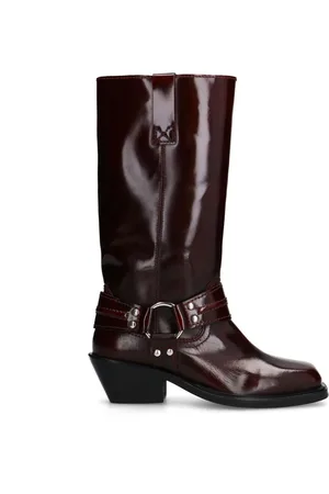 Sacha Dames - Burgundy leren biker boots