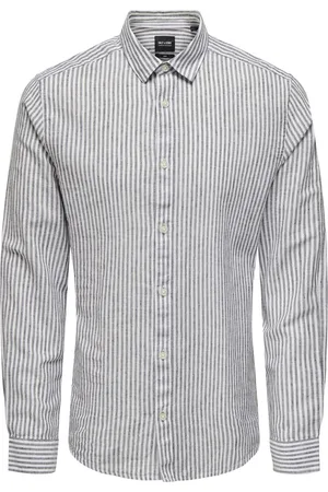 Only & Sons ONSCAIDEN LS STRIPE LINEN SHIRT 6601 Heren Overhemd