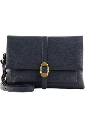 Coccinelle Leren Schoudertas Dorian Handbag Grained Leather Donkerblauw
