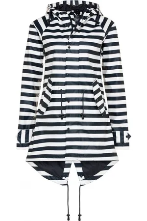 BMS Donkerblauw met wit gestreepte dames regenjas / parka HafenCity® XL