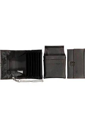 Merkloos Zwarte Horeca Portemonnee - Met Holster - Koopmans Beurs - - Grote Vakken - Kunstleer - Met ketting