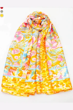 Merkloos Satijnen sjaal | lente | voorjaar | vrolijke kleuren | chique | | roze | blauw | omslag doek