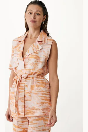 Mexx Printed Sleeveless Blazer Orange Dames