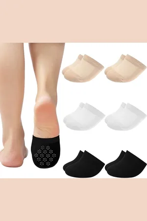 Merkloos Halfpalm sokken - 6 Paar - Teensokken - Katoen - Yoga Sokken - Anti Slip Sokken - Voetbeschermers - Voorvoetkussentjes - Comfortabele Sokken - Onzichtbare antislip siliconen - Gladde Teennaad - Geen Vervelende Naden - Ademend - One Size
