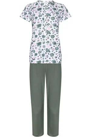 Pastunette Pyjama Green Breeze - Bio Katoen - Wit/
