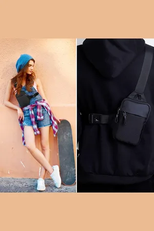 Merkloos Praktische Waterafstotende Crossbody Tas met Verstelbare Schouderriem voor Outdoor Activiteiten
