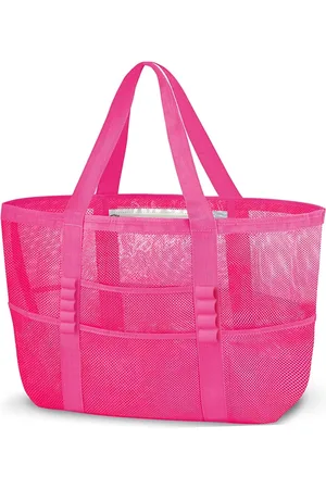 Merkloos Strandtas voor dames, XXL, familie, mesh, strandtas, shopper, voor strand, reizen, winkelen, picknick en dagelijks gebruik