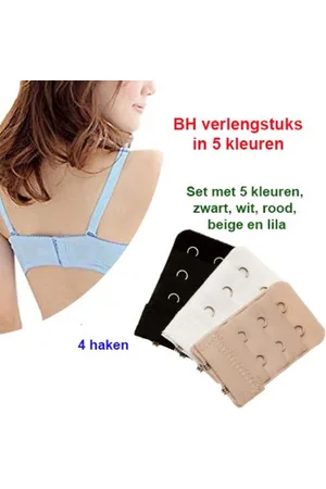 Merkloos Set van 5 Stuks BH Verlengstuks in 5 kleuren (4 Haken)