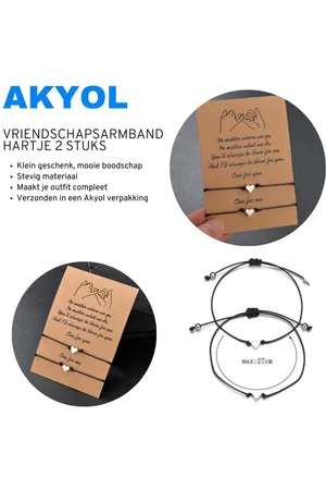 Akyol Vriendschapsarmband - Cadeau voor vriend -vriendschaparmband -armband voor 2- armband voor vriendinnen --GELUKSARMBAND - Pinky promise - BFF - Vrienden - Relatie - Hartje – Wit – friend bracelet - 30 cm