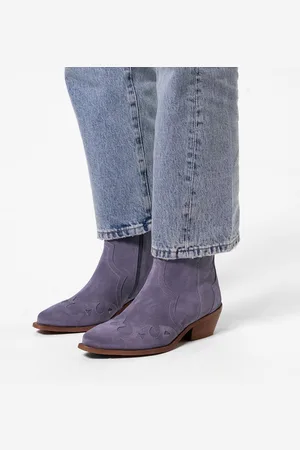 Manfield Dames - Blauwe denim cowboy laarzen