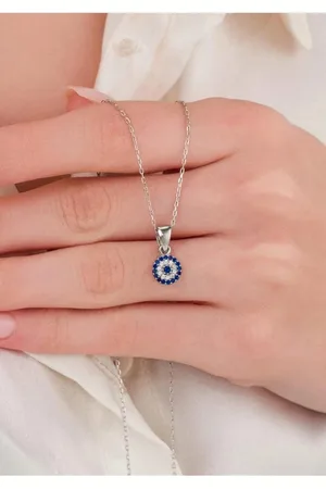 Zilver 925 Sterling en Minimalistische Nazar Boncuk Ketting – Blauwe Zirkonia, Elegant en Betekenisvol