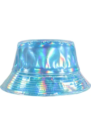 Merkloos Waterdichte Emmer Hoed - Punk Hiphop Hologram Metallic Regenhoed Uniseks B5: Blauw 55/58 cm