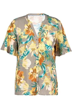 DIDI Dames Blouse Manna Taupe Rising sun print maat 40