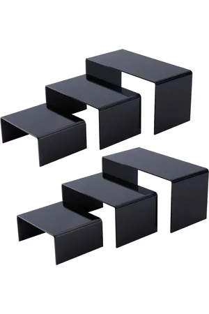 Merkloos Multifunctionele Zwarte Acryl Display Standaarden in Drie Formaten voor Decoratie en Presentatie