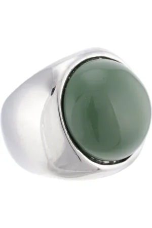 Behave Ring - Statement Zilverkleurige Ring met Groene Steen | Elegant & Stijlvol | Nikkelvrij