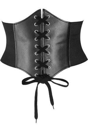 Merkloos Titel: Zwarte Elastische Taille Korset Riem voor Vrouwen - Kostuum Taille Riem met Veter (S)