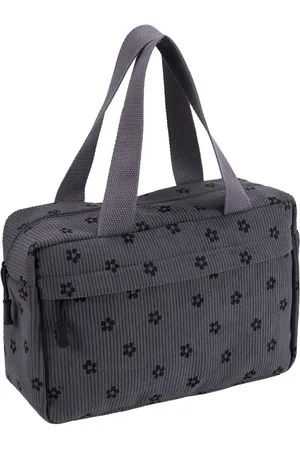 Merkloos Toilettas Corduroy dames grote make-uptas koord make-up tas koord cosmeticatas met glimlach koord cosmetische tas reizen cosmeticatas voor reizen, meisjes dames, -C
