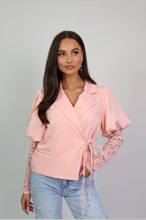 Merkloos Baby pink lace pof blazer