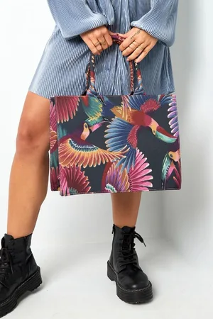 Yehwang Shopper vogelprint medium, Handtas met print, Handtas, Shopper met print, Handtas met print