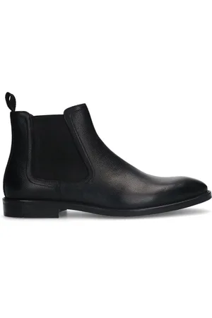 Manfield Heren - Zwarte leren chelsea boots