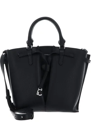 Coccinelle Leren Handtas Schoudertas Flores Handbag Grained Leather Zwart