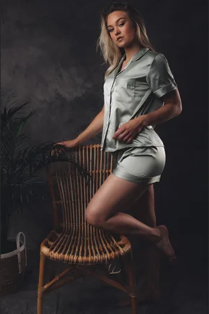 Merkloos Pyjama satijn dames - , maat L/XL, superzacht satijn