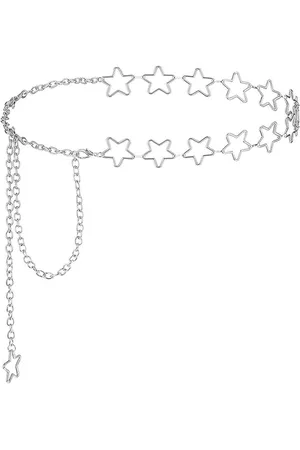 Merkloos Dames kettingriem tailleketting verstelbare riem voor jurk modieuze western cowgirl zilveren metalen tailleriem voor jeansjurken overhemden mantel 110 cm