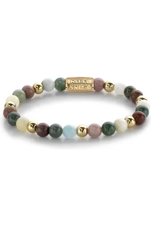 Rebel & Rose Rebel and Rose RR-60077-G Rekarmband Beads Spring Shine meerkleurig-goudkleurig 6 mm.
