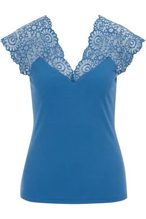 WE Fashion Dames Singlet met kant
