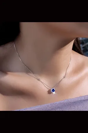 Zilver 925 Sterling en Ketting - Blauwe Tanzaniet Steen - Elegant en Tijdloos Design