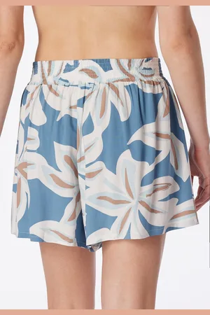 Schiesser Mix+Relax loungebroek kort - dames loungebroek kort viscose bloemenprint multicolour