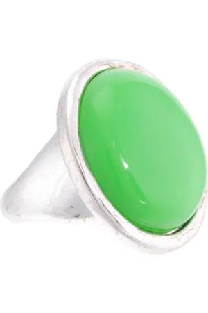 Behave Ring - Vintage zilverkleurige ring met felgroene kunststof steen – Uniek en stijlvol sieraad