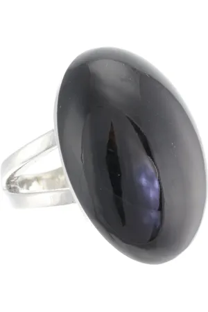 Behave Ring - Metalen Zwarte Statement Ring – Ovale Designring – Stijlvolle Modeaccessoire – Nikkelvrij