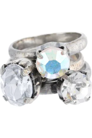 Behave Ring - Vintage Antiek Zilverkleurige Ringenset met Kristal | Retro & Uniek | Nikkelvrij