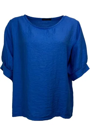 Merkloos Pink Lady dames blouse - BLV04 - kobalt - korte mouwen, ronde hals - maat XXL