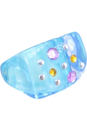 Behave Ring - Trendy brede damesring – acryl – Met gekleurde kristallen – Y2K & Retro stijl – Nikkelvrij