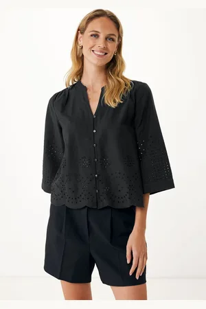 Mexx Blouse Modern Embroidery Black Dames