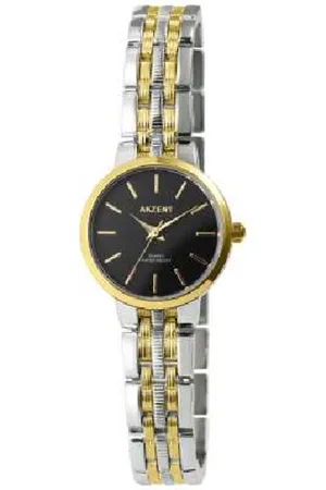 Akzent 1800195-002-Dameshorloge-goud/zilverkleurig-3 atm waterdicht-diameter 26 mm