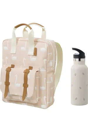 Fresk Rugzak Swan + drinkfles 500ml thermos Berries + ALLC Brooddoos sparkle roze