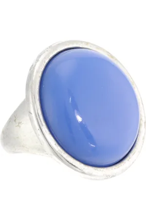 Behave Ring - Vintage zilverkleurige ring met ronde koningsblauwe kunststof steen