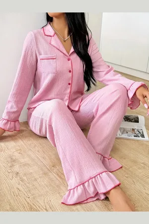 Merkloos Pyjama dames huispak loungewear katoen sexy satijn polyester goedkoop nachtmode