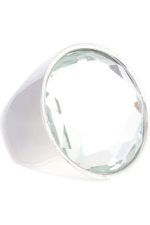 Behave Ring - Zilverkleurige Ring met Transparante Gefaceteerde Glassteen – Tijdloze Statement Ring 2.4 cm