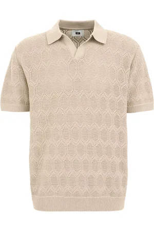 WE Fashion Heren gehaakte polo