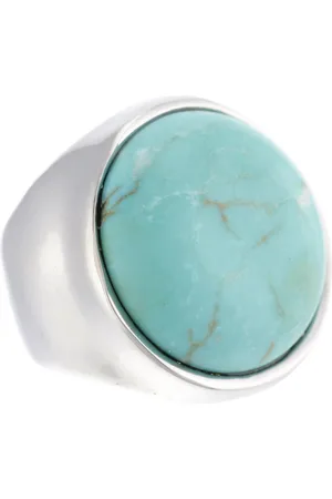 Behave Ring - Statement Zilverkleurige Ring met Turquoise Blauwe Steen | Bohemian & Trendy | Nikkelvrij