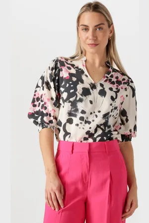 Jansen Amsterdam Manon Blouse Wam 199 3/4 Puffed Sleeve Blouses Dames -