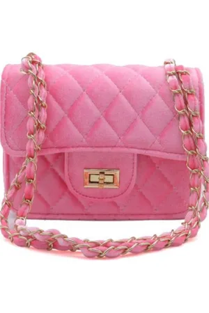 Merkloos Fluwelen Schoudertas Dames – – 18.5x14x7 cm – Luxe Handtas met Goudkleurige Ketting