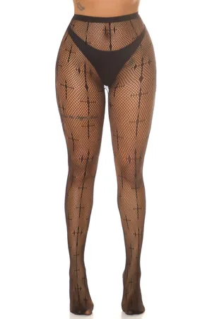 Merkloos Visnet panty met kruizenprint