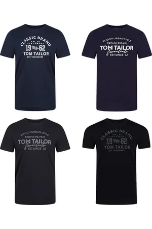 TOM TAILOR Heren T-Shirt O-Neck 4-Pack regular fit Veelkleurig 3XL Ronde Hals Volwassenen Opdruk Print Shirts