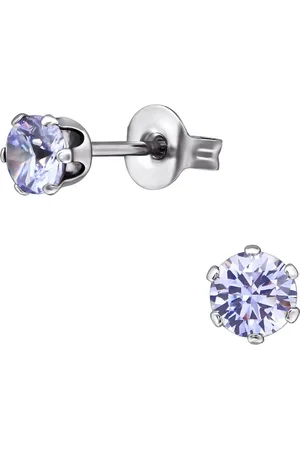 JYC CS Joy - Oorbellen - 4 mm - Chirurgisch staal - paars zirkonia - oorknoppen