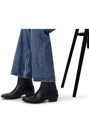 Manfield Dames - Zwarte leren cowboy laarzen